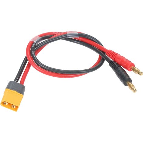 Cable de carga QM185, adaptador de corriente XT60 macho a conector banana de 4 mm, cable de carga de 14 AWG, 30 cm (1/5)