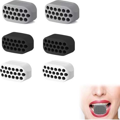 6 Pieces Bodybuilding Jaw, Jaw Trainer Balls, Silicone Gum, Bodybuilding Jaw, Jaw Trainer Men Women, Jawline Exercise Jaw for Double Chin Facial Beauty, Solid Gum (1/5)