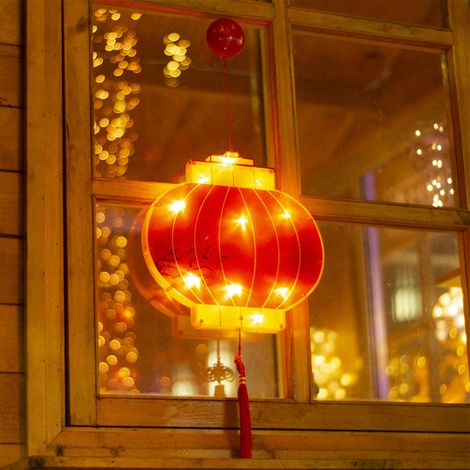 Lanterne rouge LED porte-bonheur Nouvel An chinois décoration Fête du Printemps suspendue chambre Type 2