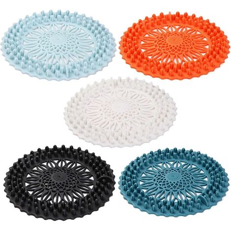 Copertura in silicone per scarico a pavimento, filtro per lavello, filtro per scarico, adatto per filtrare piccoli detriti dal pavimento di cucine, bagni e lavanderie, 5 pezzi - Crezuo