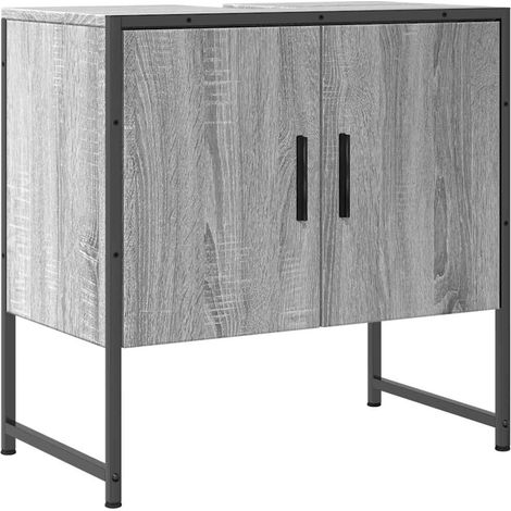 Armoire lavabo de salle de bain sonoma gris 60x33x60 cm