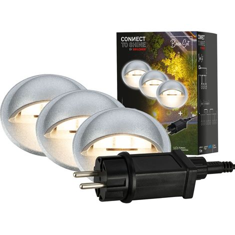 CONNECT TO SHINE Kit de d marrage teck avec lot de 3 spots LED encastrables au sol, IP65