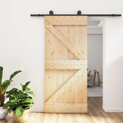 Puerta corredera con herrajes madera maciza de pino 95x210 cm vidaXL (1/5)