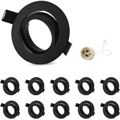 10x Spot Encastrable GU10 Orientables Aluminium Noir, Projecteurs Cadre De Montage Avec Douille GU10, Rond Support Spot Encastrable Plafond Pour LED Ou Halogènes, Trou de montage ø75mm (1/5)