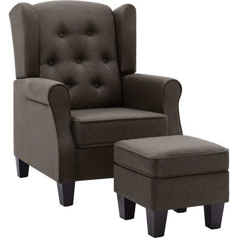 Maison Exclusive - Sessel mit Fußhocker Taupe Stoff (1/5)