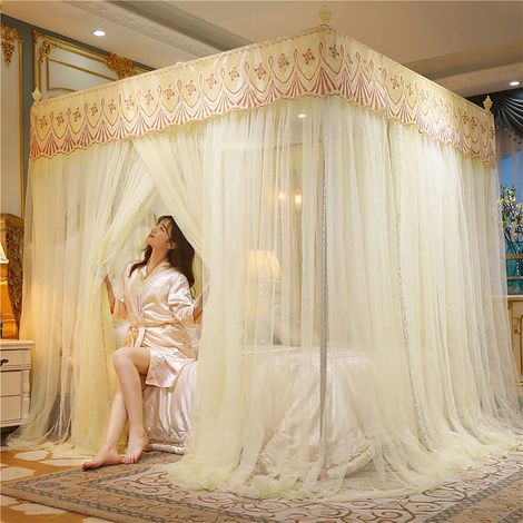 Moustiquaire en polyester, style princesse pour la maison, adaptée aux lits doubles et simples, avec outils de montage, dimensions : 1,2 x 2,0 mètres (1/5)