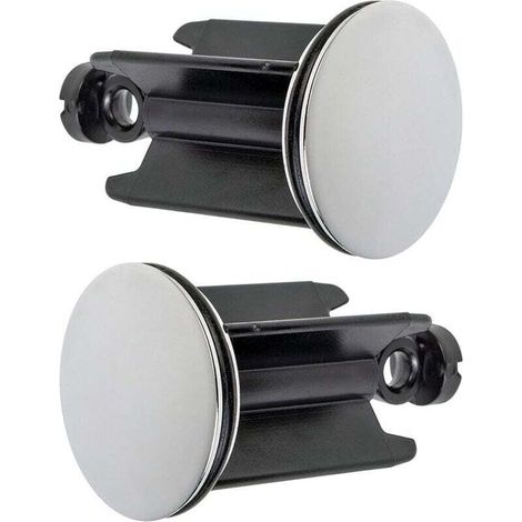 Bouchon de lavabo de salle de bain universel, lot de 2, bouchon de canalisation chromé, en laiton, avec joint en caoutchouc, bouchon réglable en hauteur, drain de baignoire en acier inox (1/4)