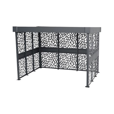 Fahrradunterstand - Startmodul - Offenes Design-Blechgestell + 2 Anlehnbügel - BxHxT: 2690x2530x2470mm - CP/PM/LO/D