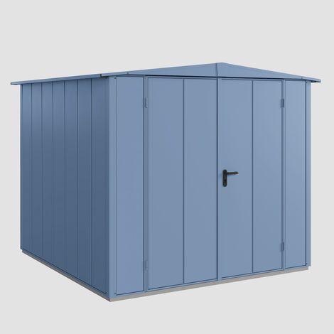 Hörmann Ecostar Metall-Gerätehaus Elegant mit Satteldach Typ 2, 238 x 238 cm, taubenblau, 5,7 m², 2-flüglige Tür
