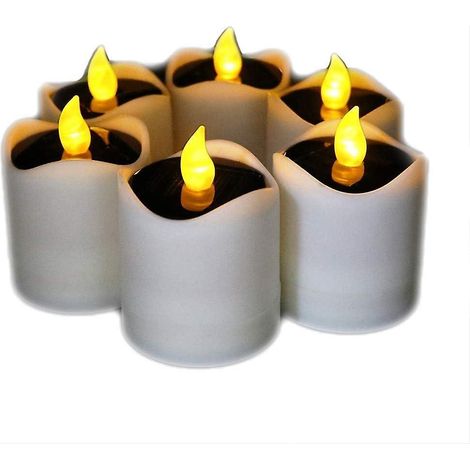 Lot de 6 bougies LED, bougies solaires à flamme, bougies LED réalistes et lumineuses, énergie solaire, effet scintillant, eau (1/5)