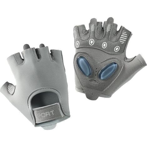 Gants de fitness sans doigts gris, anti-dérapants, coussinets en gel, respirants, pour musculation et haltérophilie