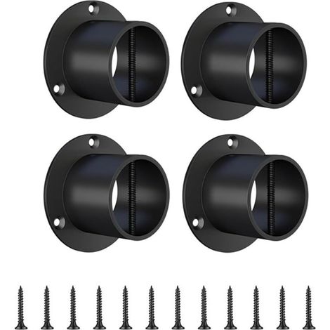 Lot de 4 piquets d'ancrage ronds en acier inoxydable pour terrasse et clôture - Pied de support de 50 mm de diamètre intérieur avec fixation pour poteaux en bois, balustrade, carports, pergola (1/5)