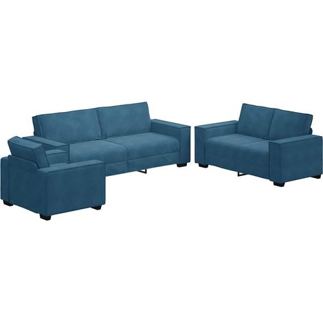 Maison Exclusive - Ensemble de canapés 3 pcs avec coussins Bleu Velours (1/5)