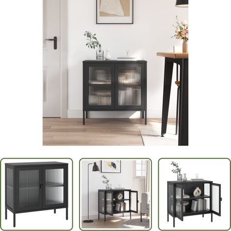 vidaXL Glas und Stahl -  Sideboard Schwarz 70x35x70 cm Glas und Stahl (1/5)
