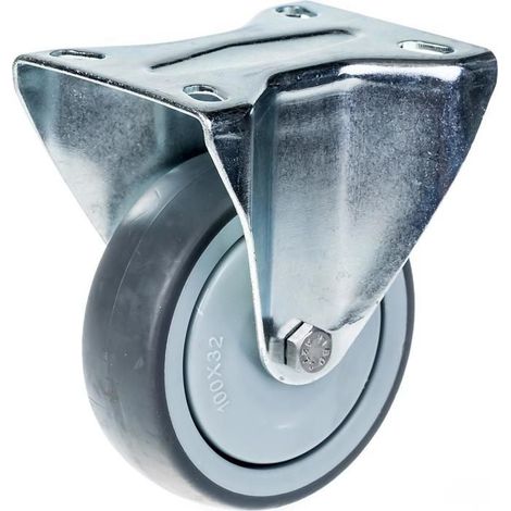 Fixed Roulette - 80mm - Graues Thermoplastisches Gummi - Tragfähigkeit 80kg - Kugellager