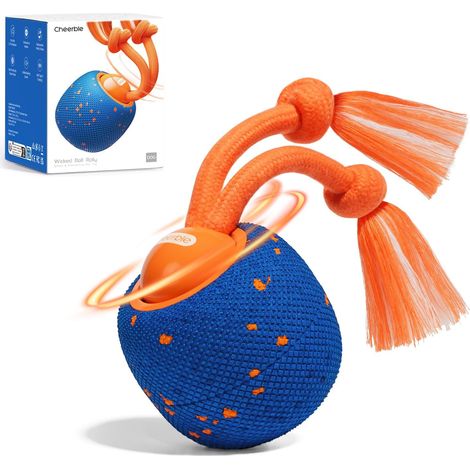 Juguete interactivo inteligente para perros, Wicked Ball Rolly, movimiento automático, rebote, rotación, material E-TPU, pelota interactiva activa para perros medianos y grandes (azul)