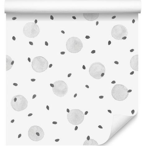Papier peint à pois gris pour salon et chambre 50x1000 cm (1/5)