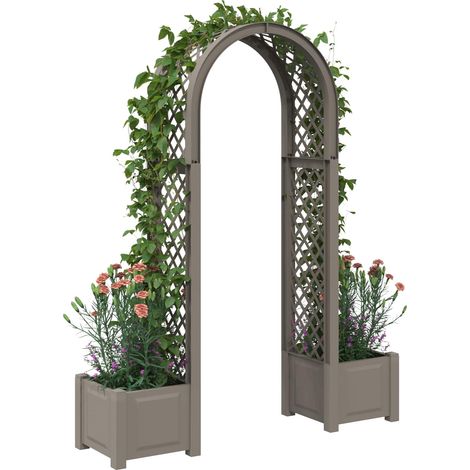 vidaXL Rose Arch with Planter Grey 168.5 x 43 x 207 cm PP (1/3)