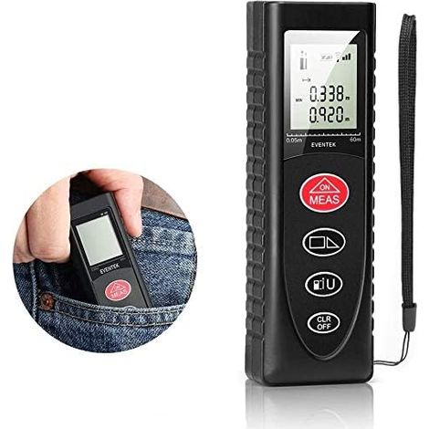Télémètre Laser 60 m, Micromètre Laser (0,15–60 m/± 2 mm), Écran LCD Rétro-Éclairé, Fonction de Somme Automatique, Mesure Continue, Enregistrement des Données, IP54, Spécialement Conçu pour les Chanti (1/5)