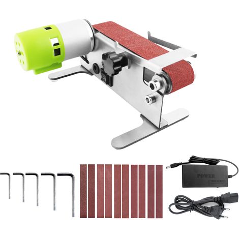 Mini Ponceuse à Bande Horizontale Électrique, Meuleuse, Petite Machine Abrasive, Rotation Avant Arrière une Touche, 7 Vitesses, 10 Bandes Abrasives (1/5)
