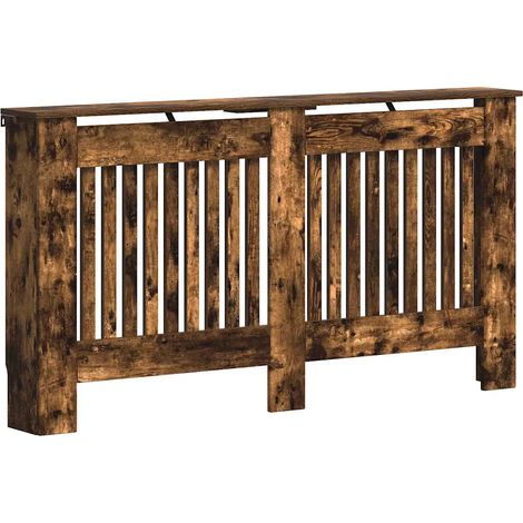 Cache-radiateur en bois d'ingénierie moderne design avec étagère 152 x 19 x 81,5 cm en bois chêne fumé (1/5)