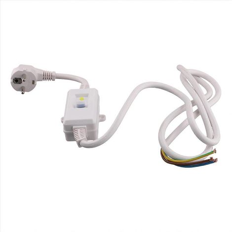 Fehlerstrom-Schutzschalter-Steckdose mit Kabel, weißer EU-Stecker (1/5)