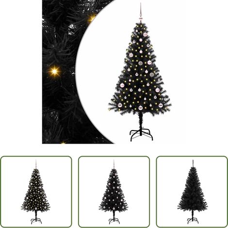 LED-Beleuchtung - Weihnachtsbaum mit 150 LEDs mit Ständer Schwarz 150 cm PVC (1/5)