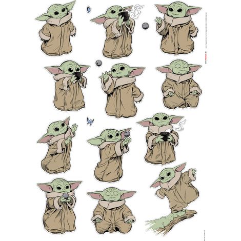 sticker mural Star Wars Yoda marron et vert - Komar (1/2)