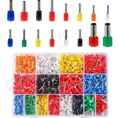 Kit de cosses à embouts de fil, assortiment de 2 120 pièces, kit de sertissage de cosses, connecteur de cosses à sertir pour fils de cosses (1/4)