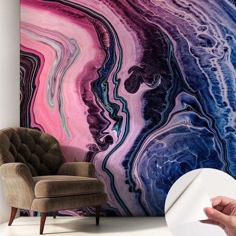 Selbstklebend Tapete - Wandgestaltung - Tapete Wohnzimmer - Flur Eingangsbereich Farbenfrohe Wirbel 250x250 cm (1/5)