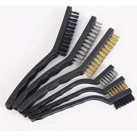 Lot de 6 brosses métalliques pour l'élimination de la rouille, en nylon et cuivre, idéales pour le nettoyage des résidus de peinture et de soudure (scories et rouille) - 7/9 pouces (1/5)