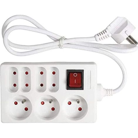 Multiprises - Rallonge - Bloc de 7 prises électriques - Avec interrupteur