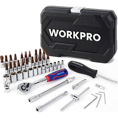 Juego de 46 llaves vaso de 1/4 dr workpro (1/5)