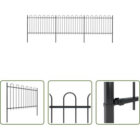 Clôture décorative - Clôture de jardin avec arceau en acier 537 x 120 cm Noir (1/5)