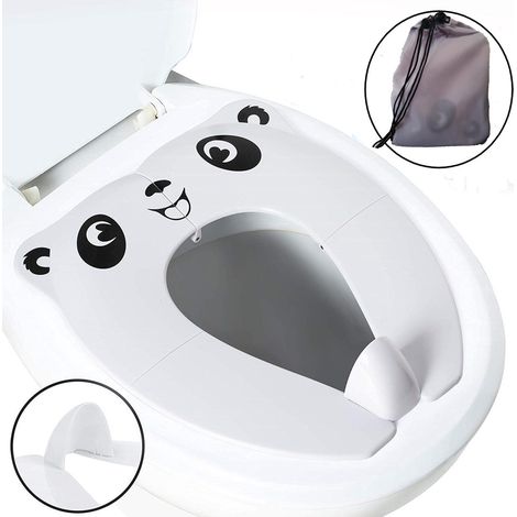 Réducteur de toilettes Panda - Pliable dans son sac de rangement - Pour enfants - Apprentissage de la propreté - Blanc (1/5)