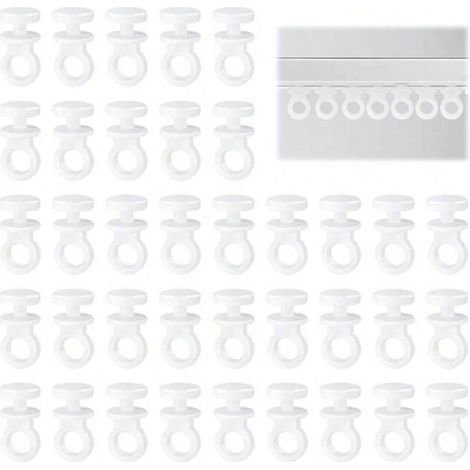 100 Pièces Crochet Rideau Rail Glisseurs Blanc Plastique Roulettes à Rideaux Blanc Tringle à Rideau Coulissant Crochet Forte Capacité de Charge Attache Rideaux Accessoires (1/5)