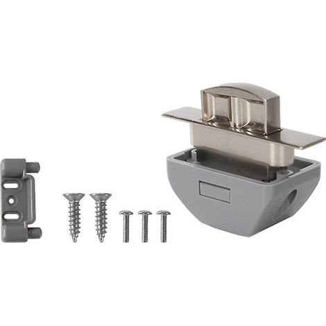 Serrure à bouton-poussoir pour camping-cars, caravanes, bateaux, tiroirs et meubles, finition nickel brossé (1/5)