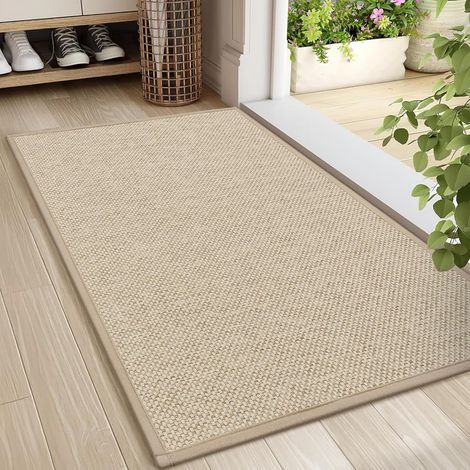 Tapis Entree Interieur 60 x 90 cm, Paillasson Interieur Entree Antidérapant, Tapis Interieur Entree Absorbant Lavable, Tapis d'Entrée Fin Tapis de Porte pour Entrée, Couloir, Cuisine, Kaki (1/5)
