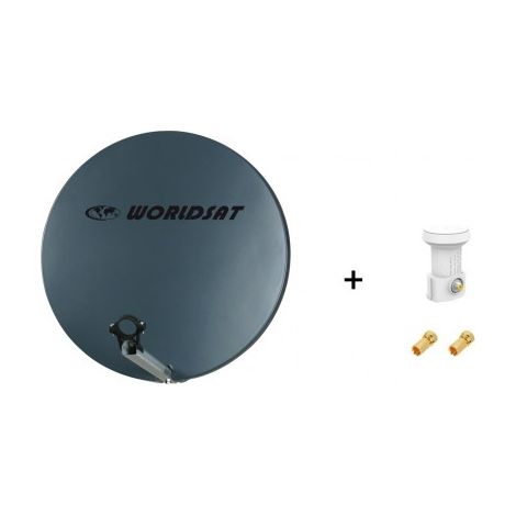 Antenne Parabole Fibre SMC 60 cm Anthracite WORLDSAT + LNB Single 0,1 dB Full HD 1080p 4K Ultra HD + 2 Fiches F Or - Visserie en Inox (1/4)
