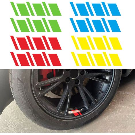 Lot de 6 autocollants réfléchissants pour roues de course, en vinyle découpé avec précision, pour tailles de 16 à 21 pouces(Rouge) (1/5)