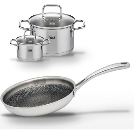 Lot Poêle 28cm Elo Relief Evolution & 2 Faitouts 20/12cm (1/5)
