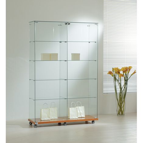 Vetrina Cristalli Temperati 117x40xh180 cm LL OF1218 Made in Italy Colore Grigio (1/5)