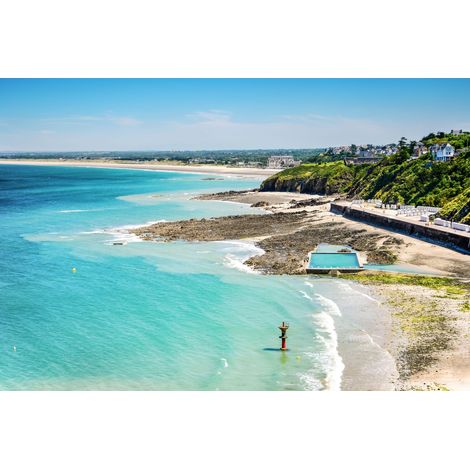 Tableau sur toile Plage Granville 80x120 cm - Impression sur Toile Murale Décorative - Image imprimée en HD sur Toile - Toile sur Châssis en Bois FSC - Fabriqué en France (1/5)