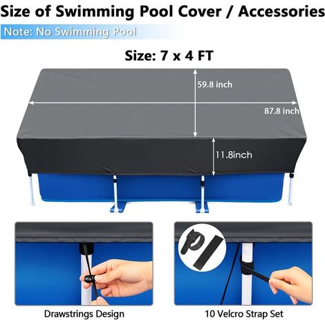 Rechteckige Poolabdeckung - 220 x 150 cm - Rechteckig - Sommer und Winter - Für rechteckige Rahmenpools (1/5)