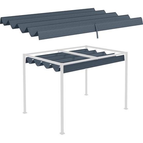 Pergola Cover Roof, 2.86 x 2.45 m Retractable Sun Shade Top for 3 x 2m Pergola Frame, UV30+ Protected, Dark Grey