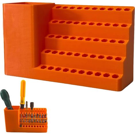 Boîte à outils de rangement pour embouts de tournevis 20/50 trous avec support de perceuse électrique, outil de rangement pour embouts d'impact de 6,35 mm, vis, tournevis, accessoires de boîte à (1/5)