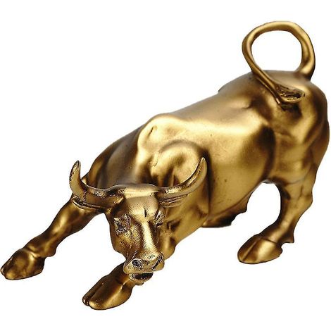 Wall-Street-Bullenstatue aus Kunstharz, Tierfigur, Bürodekoration, Wohnzimmerdekoration, Wohnaccessoire, 1 Stück – Gold