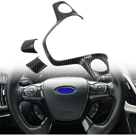 For Ford Focus/kuga Mk3 Carbon Steering Wheel Cover Trim 2012-2014 (1/4)