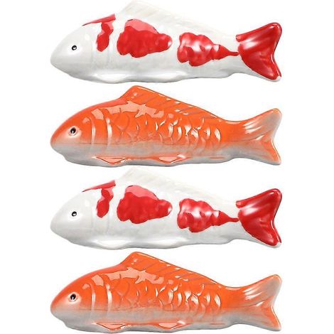 Ensemble de 4 poissons flottants en céramique pour la décoration d'aquarium (1/3)