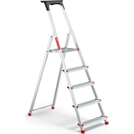 Échelle domestique en aluminium avec plateau, 5 marches, 125 kg